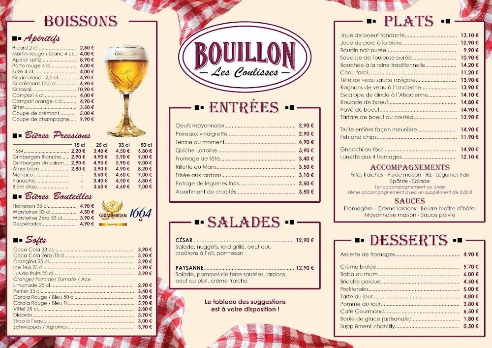 Bouillon Les Coulisses - Menu Image 1